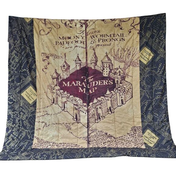 Harry Potter Hogwarts The Marauders Map Guide Full size Comforter beadspread - Picture 3 of 6